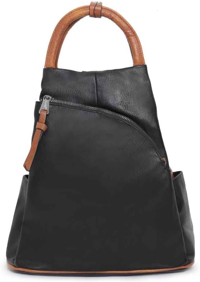 Minimalist Genuine Pebbled Leather outlets Multiway Backpack Shoulder Bag Black