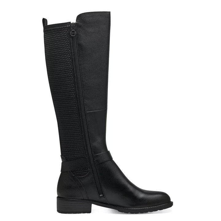 Tamaris 25511-41 Ladies Black Leather Elasticated XS Shaft Zip Up Knee High Boots