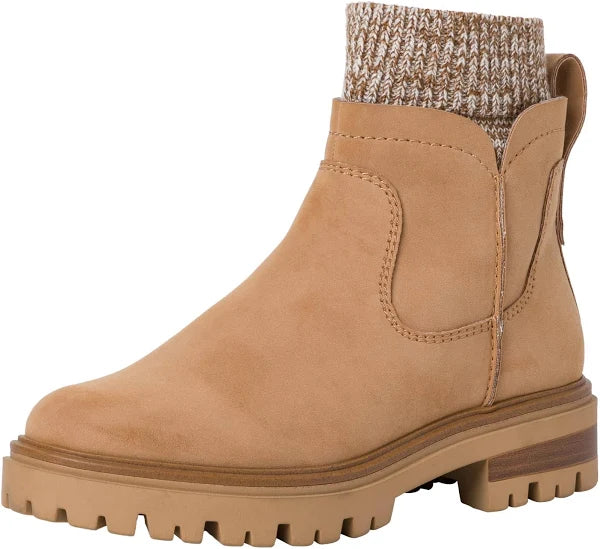 Tamaris 26448 Ladies Tan Nubuck Warm Lined Boots With Knitted Cuff