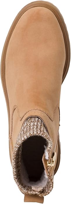 Tamaris 26448 Ladies Tan Nubuck Warm Lined Boots With Knitted Cuff