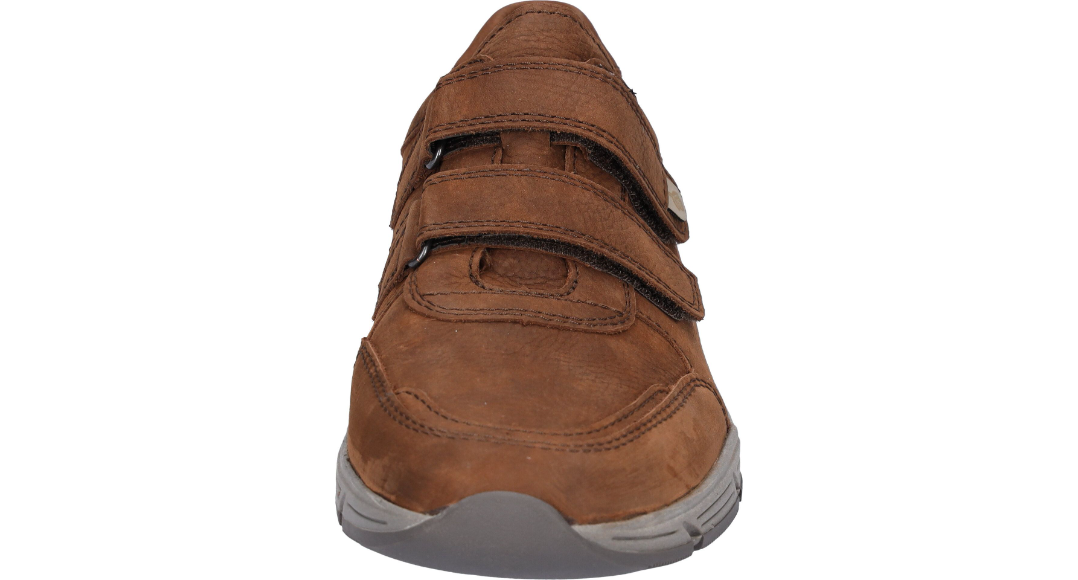 Waldlaufer Haslo Mens Wide Fit Brown Suede Touch Fasten Synthetic Shoes