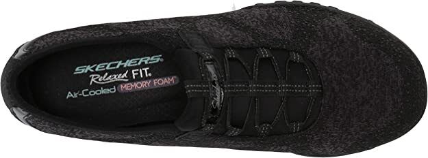 Skechers Ladies Black Wide Fit Bungee Slip On Trainers Breathe Easy Opportuknity