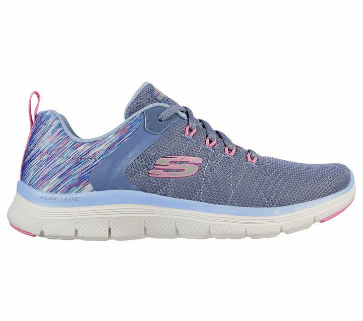 Skechers Flex Appeal Dream Easy Ladies Blue Lace Up VEGAN Trainers With Memory Foam