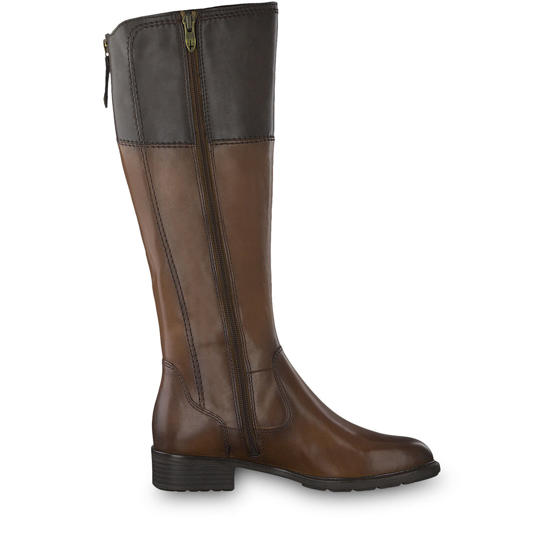 Tamaris 25508 Womens Cognac/Mocca Brown Leather Knee High Vario Calf Fit Boots