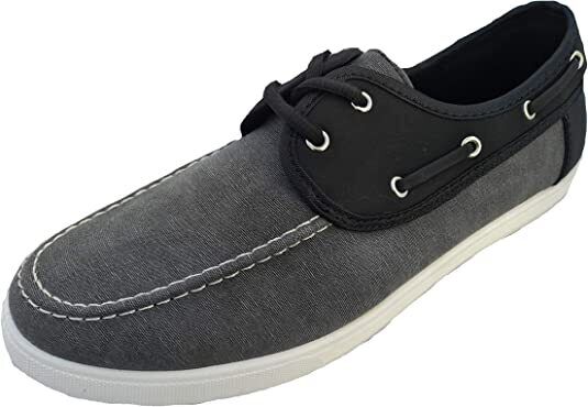 Dr Keller Noah Mens Black Canvas Lace Up Yachting Deck Shoes With White Stitch Detail