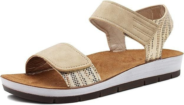 Dr Keller Sheila Womens Beige Double Touch Fasten Strap Snake Print Sandals