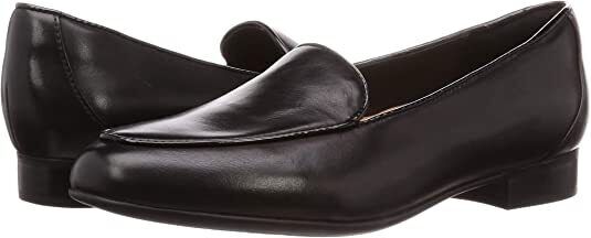 Clarks Un Blush Ease Wide E Fit  Womens Black Leather Loafers Low Heel Slip On Shoes