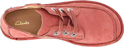 Clarks Funny Dream Womens Leather Lace Up Curved Wedge Shoes Dusty Rose Nubuck