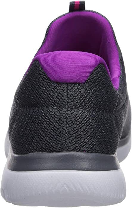 Skechers Ladies Charcoal/Purple Mesh Bungee Lace Memory Foam Trainers Summits