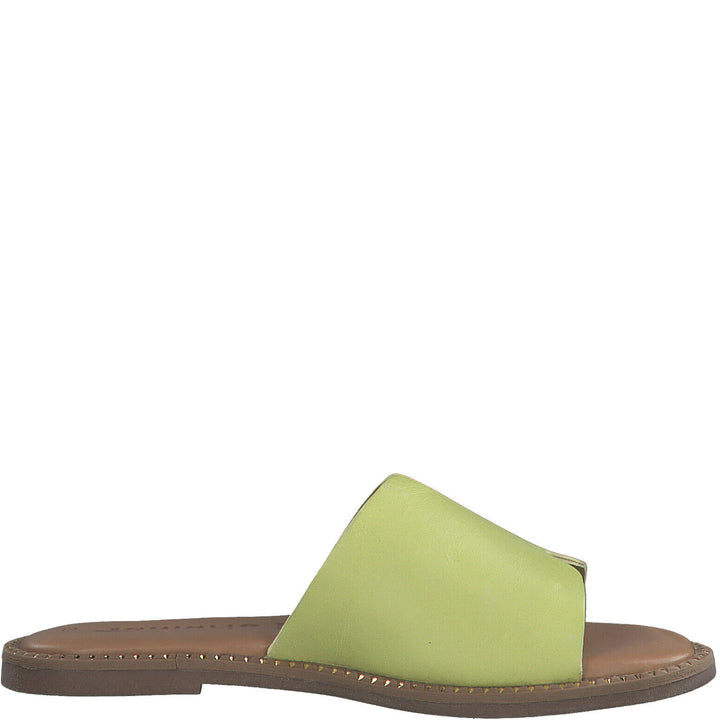 Tamaris 27135 Ladies Lime Leather Slider Mule Sandals Touch It Comfort Footbed