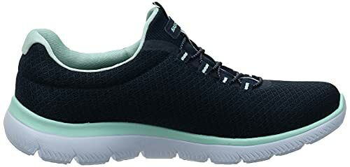 Skechers Summits Navy/Aqua Womens Mesh Pull On Trainers Memory Foam Bungee