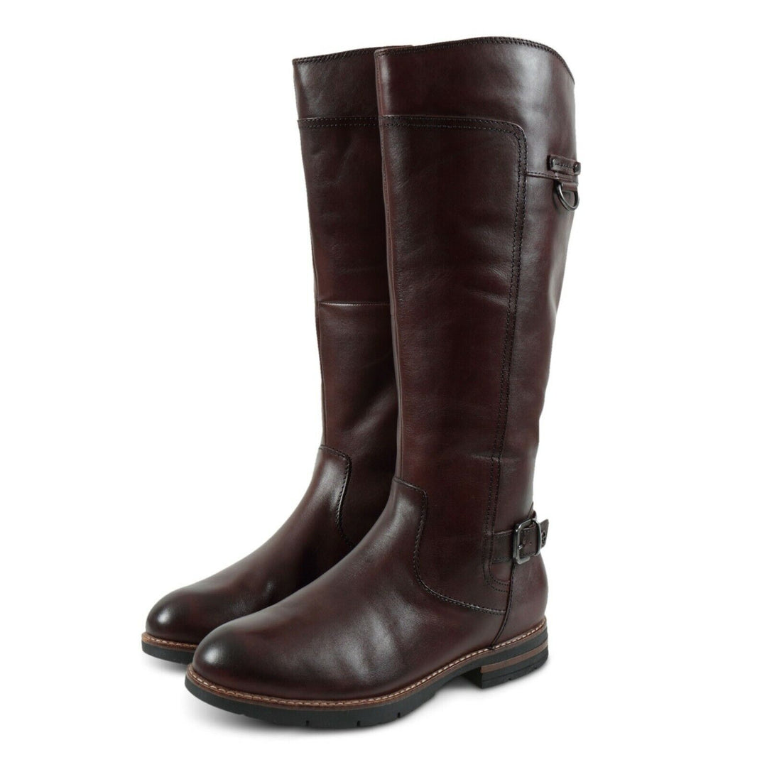 Tamaris 25603 Mocca Brown Premium Leather Memory Foam Zip Up Riding Boots