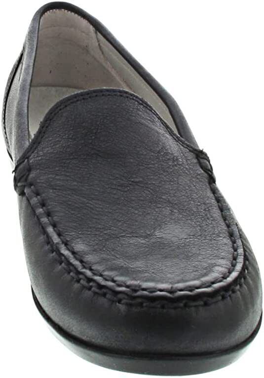 Waldlaufer 437502 Hina Black Leather Slip On Wide Fitting Moccasin Loafers