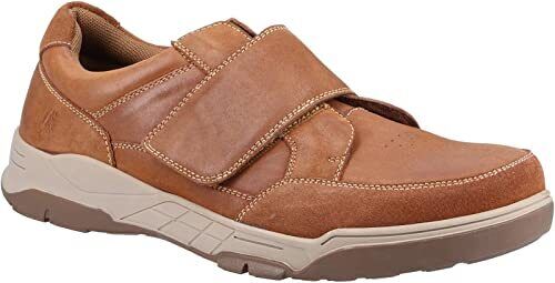 Hush Puppies Fabian Mens Tan Leather Wide Fit Touch Fasten Memory Foam Shoes