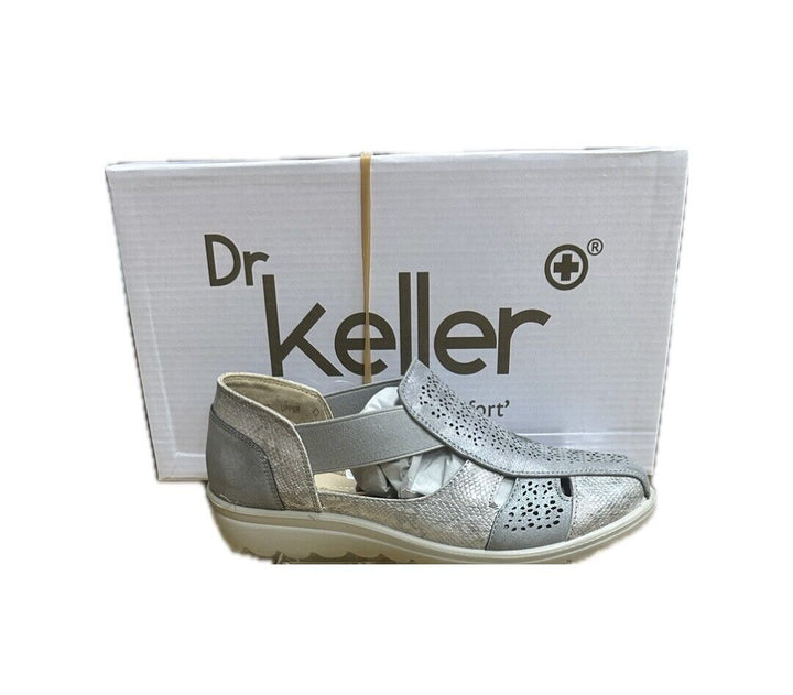 Dr Keller Polly Womens Grey Elasticated Slip On Perforated Summer Sandals Shoes