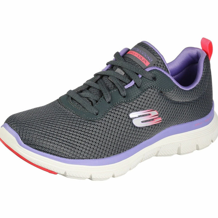 Skechers Flex Appeal 4.0 Brilliant View Charcoal/Purple Womens Mesh Trainers