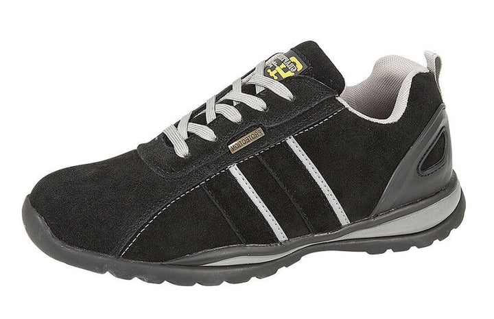 Grafters M090AS Mens Black Grey Suede Lightweight Steel Toe Cap Safety Trainers