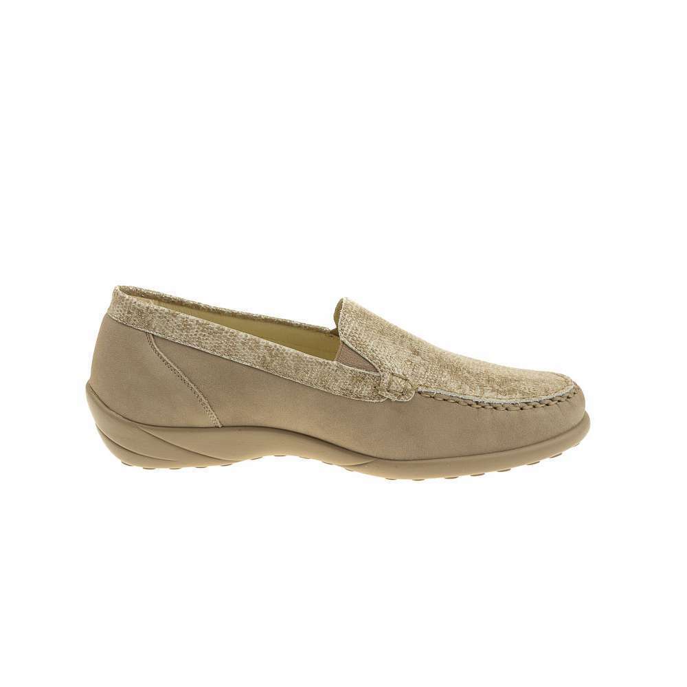 Waldlaufer Klare 460004 Ladies K Wide Fit Taupe Suede Leather Snake Print  Lined Comfort Moccasin