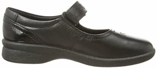 Padders SPRITE 2 Ladies Black Leather EXTRA WIDE 3E/4E Flat Mary Jane Shoes