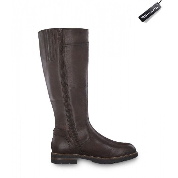 Tamaris 25603 Mocca Brown Premium Leather Memory Foam Zip Up Riding Boots