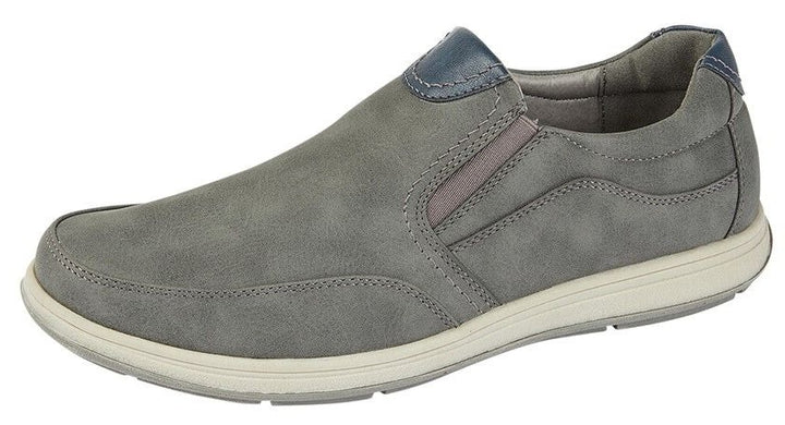 Scimitar M353 Grey Nubuck Twin Elastic Gusset Slip On Casual Comfort Shoes