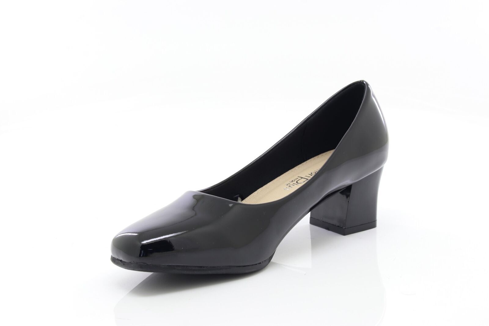 Black patent wide fit court shoes best sale