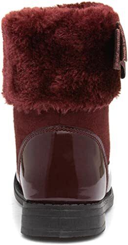 Chatterbox Jane Girls Burgundy Patent Winter Boots Faux Fur Sparkly Bow Trim