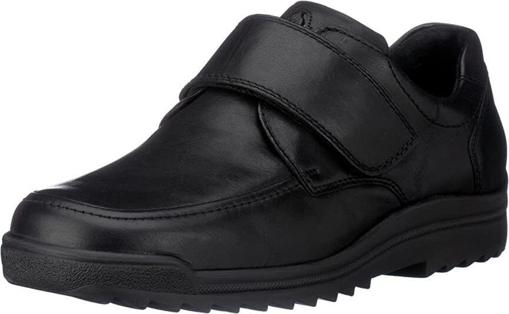 Waldlaufer Kai 613300 Mens Black Leather Wide Fitting Touch Fasten Casual Shoes