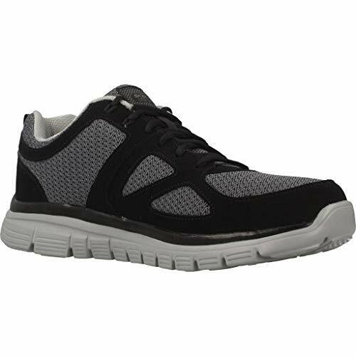 Skechers Burns Agoura Black & Grey Leather Mens Lightweight Lace Up Trainers