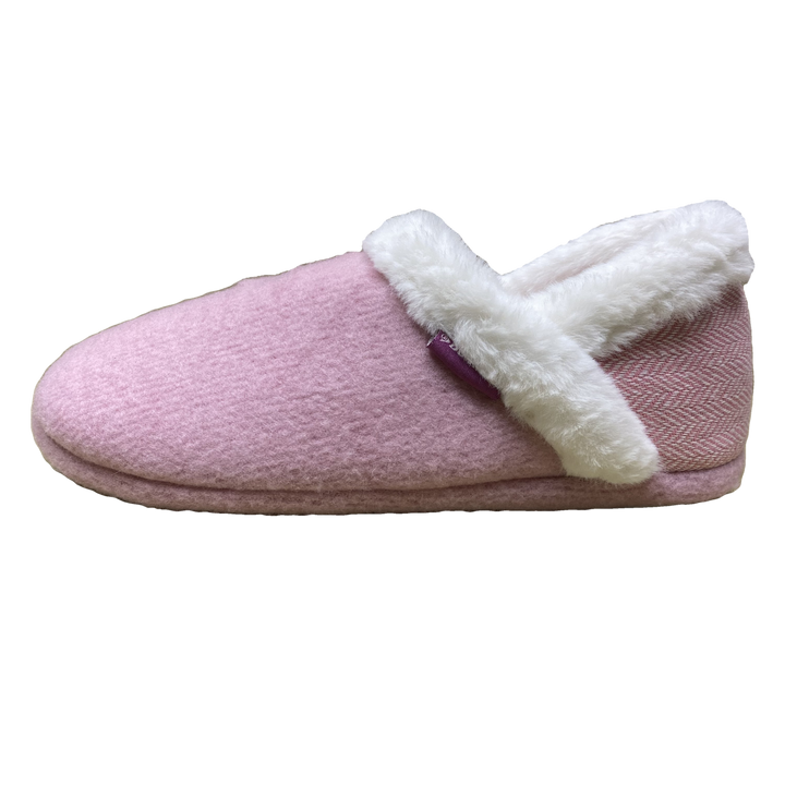 Dunlop Florence Womens Pink Fluffy Faux Fur Fleece Lined Bootie Slippers