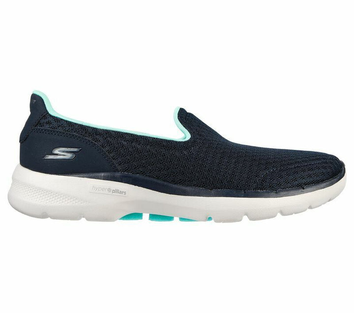 SKECHERS GO WALK 6 Big Splash Navy Memory Foam Comfort Washable Slip On Trainers