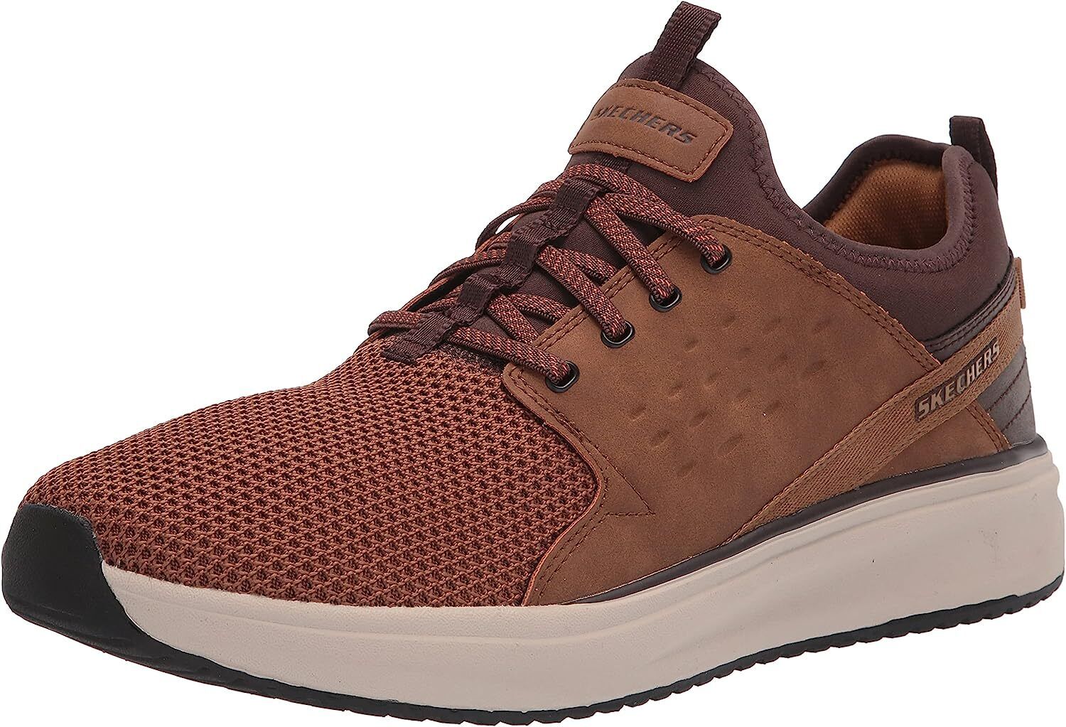 Skechers Streetwear Vegan Mens Tan Relaxed Fit Bungee Memory Foam Trainer Colton