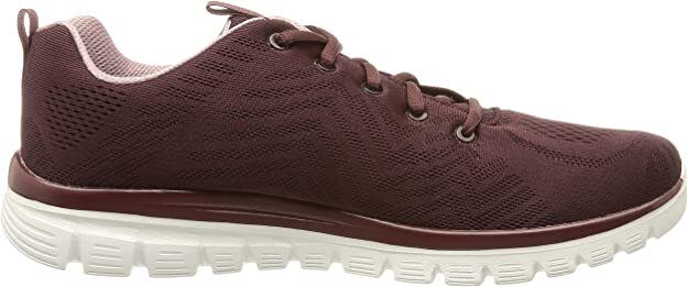 Skechers Ladies Wine Mesh Memory Foam Lace Up Trainers Graceful Get Connected