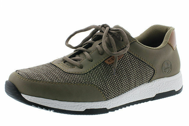 Rieker B9420 Mens Khaki Green Lightweight Cushioned Lace Up Casual Trainers