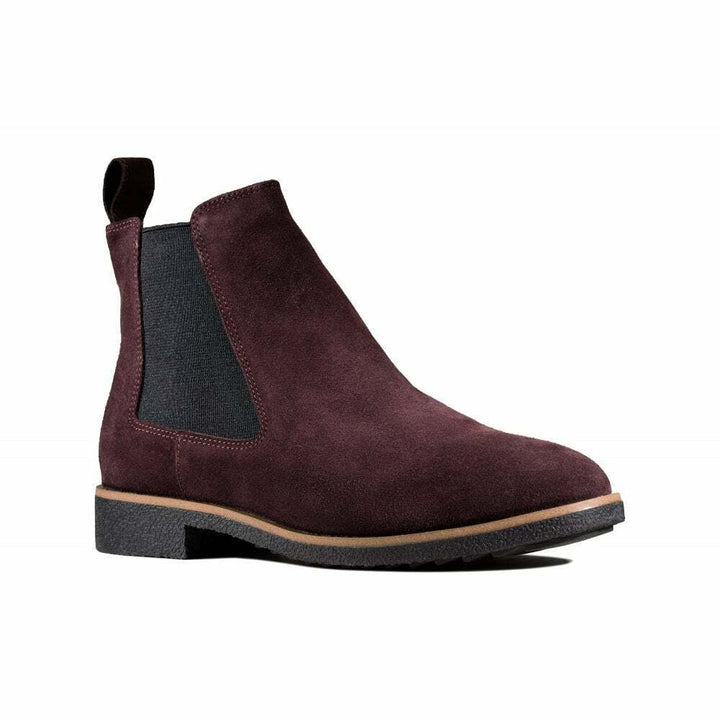 Clarks Griffin Plaza Womens Burgundy Red Suede Leather Elasticated Chelsea Boots