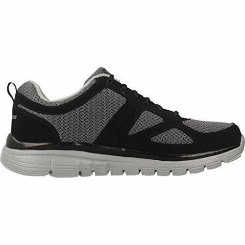 Skechers Burns Agoura Black & Grey Leather Mens Lightweight Lace Up Trainers