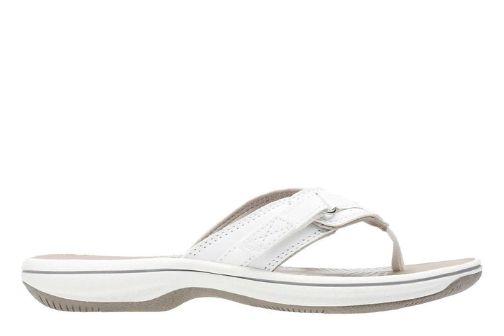 CLARKS BRINKLEY SEA WHITE TOE POST CUSHION FLIP FLOPS SUMMER TOUCH FASTEN SANDAL