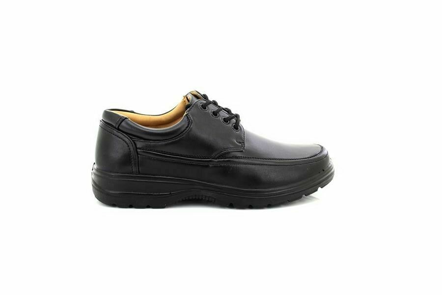 Scimitar M824 Mens Black Faux Leather Lightweight Casual Lace Up Shoes