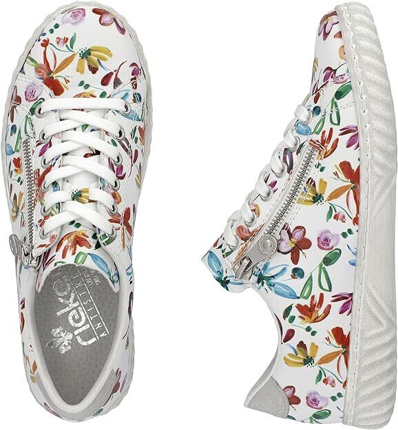 Rieker Ladies Multi Floral Lace/Zip Up Antistress Insole Comfort Trainers N0900