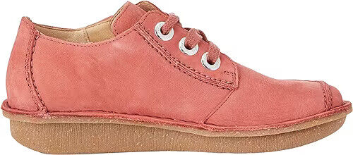 Clarks Funny Dream Womens Leather Lace Up Curved Wedge Shoes Dusty Rose Nubuck