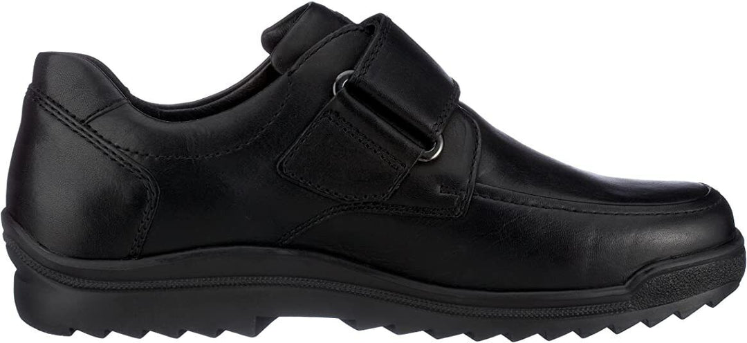 Waldlaufer Kai 613300 Mens Black Leather Wide Fitting Touch Fasten Casual Shoes