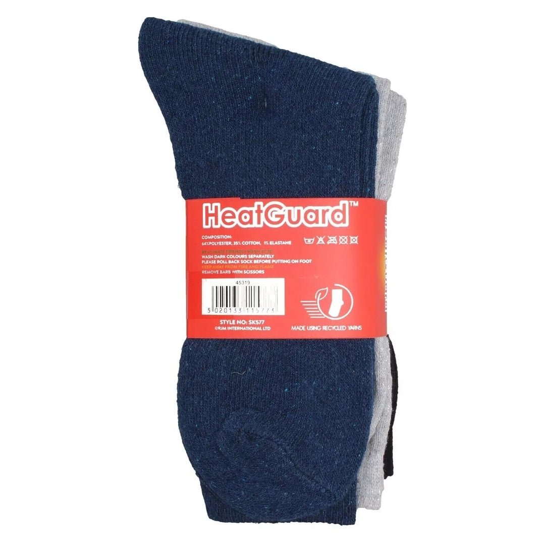 Heatguard Ladies Thermal Socks 4-7 3 Pair Pack Black Navy Grey Work Socks