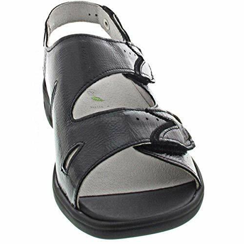 Waldlaufer Kara Ladies EXTRA WIDE Black Patent Leather Sandals Removable Insoles