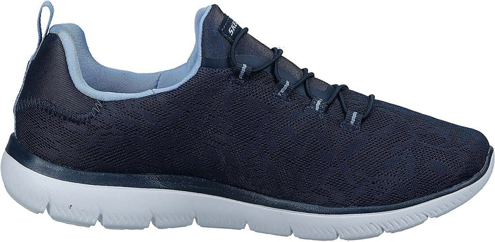 Skechers Summits Good Taste Ladies Vegan Navy Floral Bungee Elasticated Lace Slip On Trainers