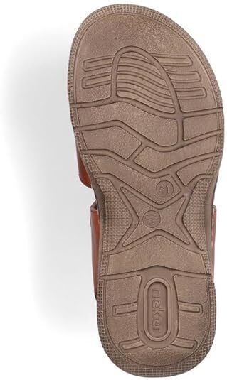 Mens Rieker Tan Leather Upper & Lined Double Touch Fasten Lightweight Sandals