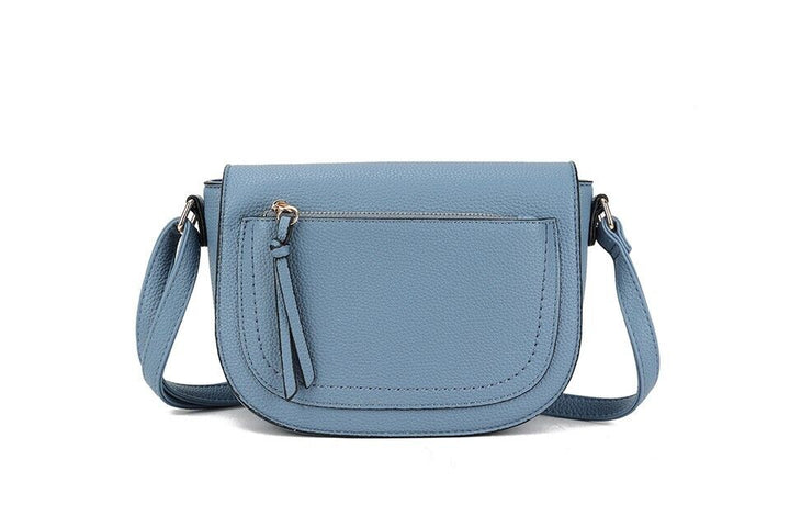 Long & Son Ladies Denim Blue Handbag Crossbody With Flap Adjustable Strap