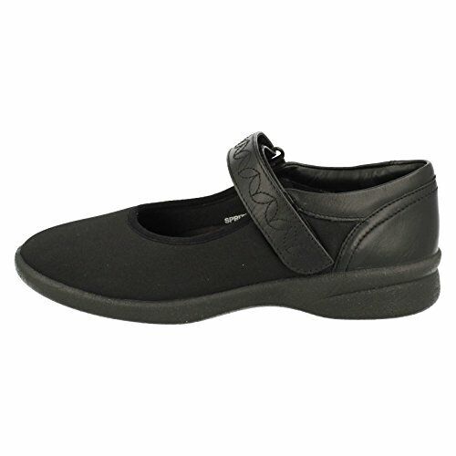 Padders SPRITE 2 Womens Black Lycra EXTRA WIDE 3E/4E Flat Casual Mary Jane Shoes