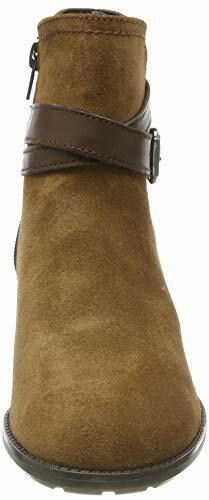 Tamaris 25059 Ladies Cognac Brown Suede Block Heel Zip Up Ankle Boots