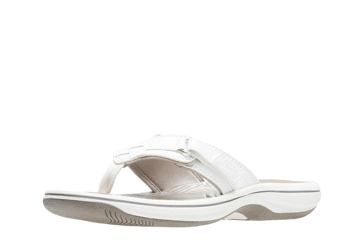 CLARKS BRINKLEY SEA WHITE TOE POST CUSHION FLIP FLOPS SUMMER TOUCH FASTEN SANDAL