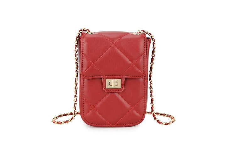 Long & Son Ladies Red Small Phone Handbag Crossbody Toggle Adjust Chain